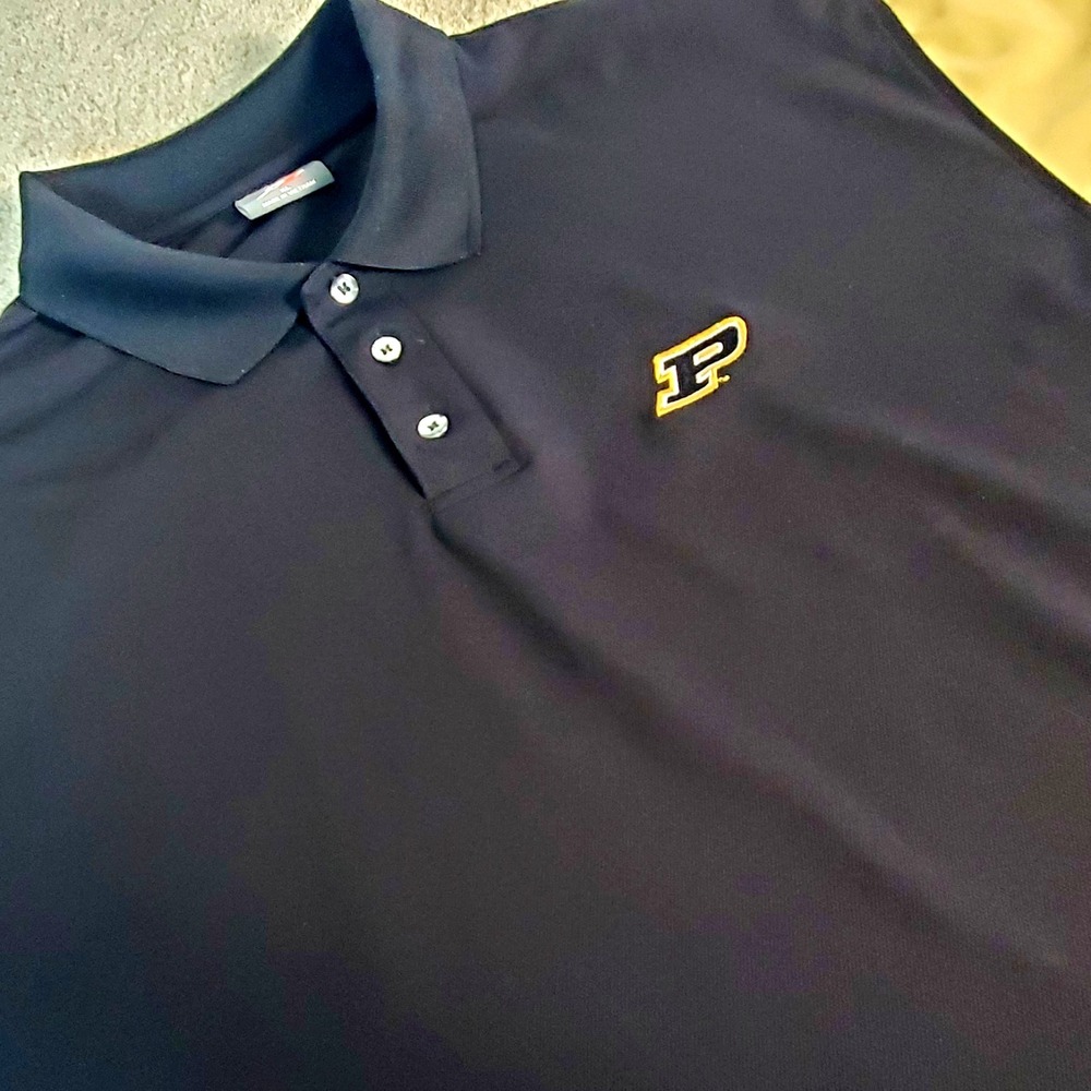 Purdue Boilermakers Men's Polo Shirt Size XL Short Sleeve Black Gold